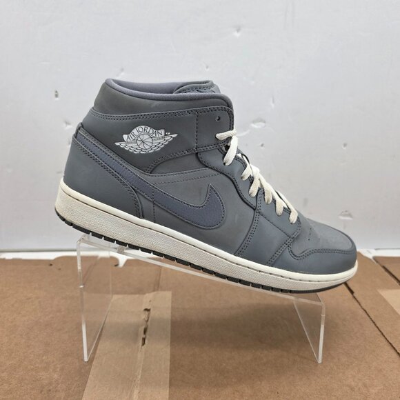 Nike Air Jordan 1 Mid Sneakers Cool Grey White 554724-014 Men’s sz 12 - Picture 1 of 13